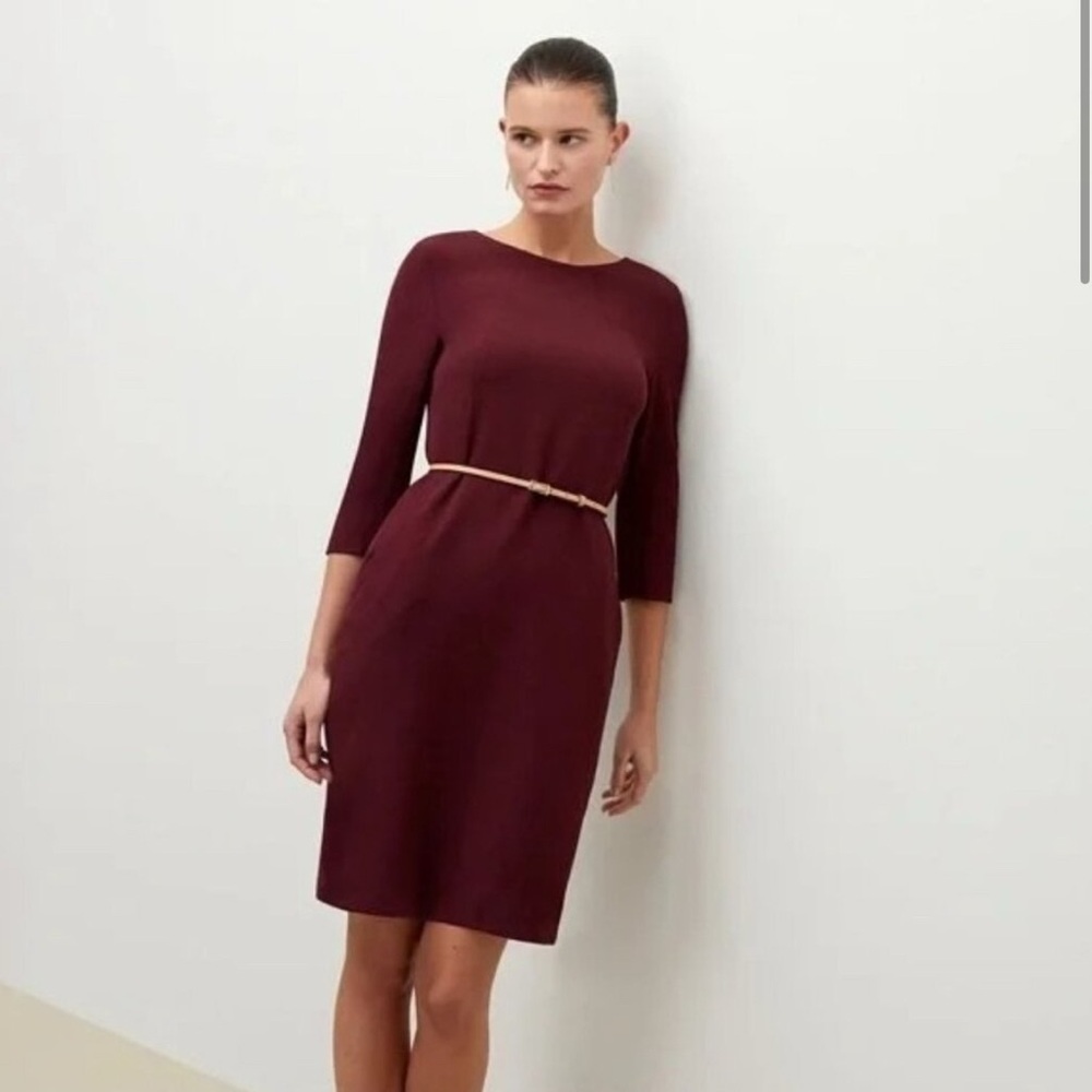 MMLafleur Burgundy Sheath Dress 3/4 Sleeve